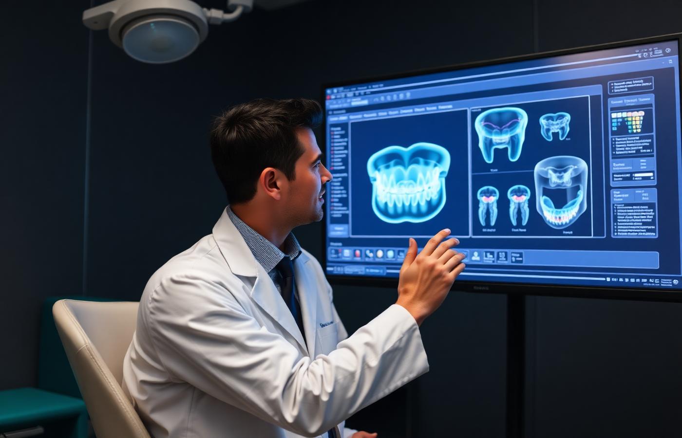 Ortodoncista revisando una planificación digital 3D en pantalla